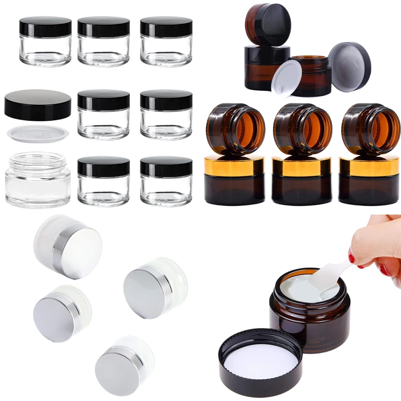 Candle Supplies Glass Jars - 5 buah pot krim kaca bulat