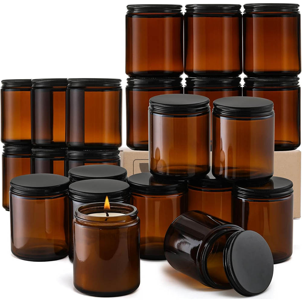 Candle Supplies Glass Jars - Stoples Kaca Amber 8oz dengan Tutup