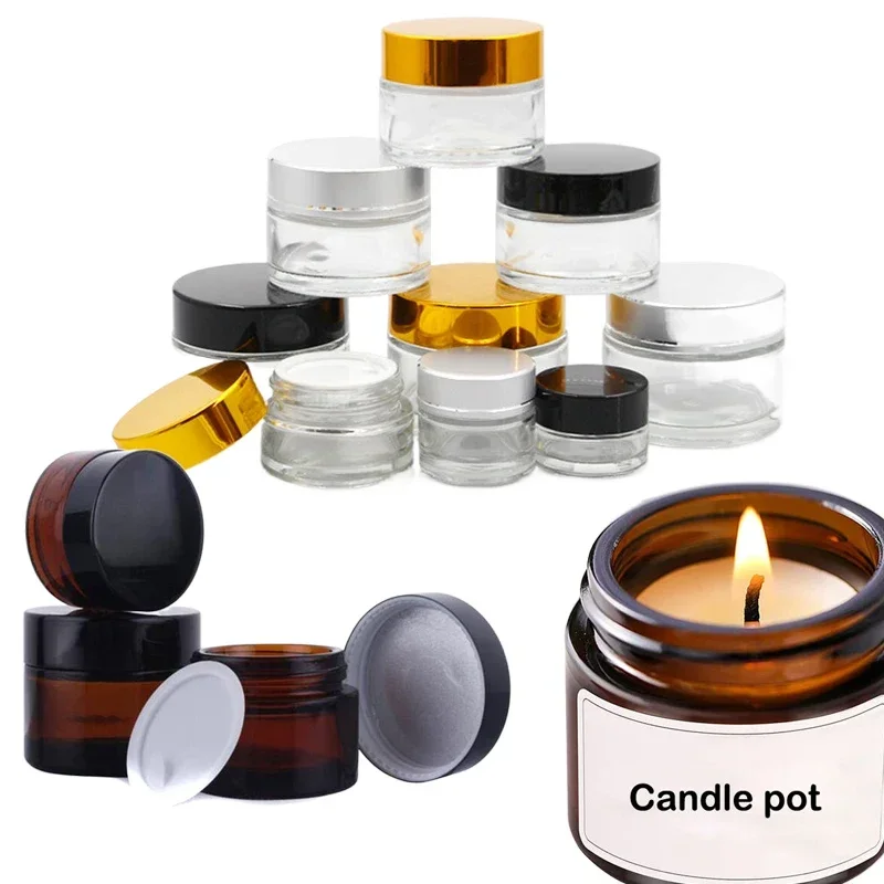 5 buah pot krim kaca bulat Amb - Candle Supplies Glass Jars ulasan dan harga
