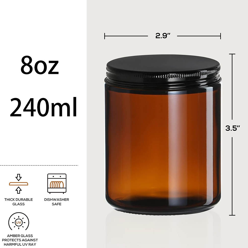 Stoples Kaca Amber 8oz dengan  - Candle Supplies Glass Jars ulasan dan harga