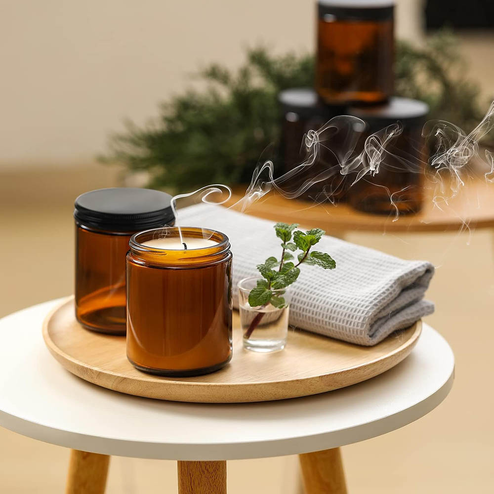 Stoples Kaca Amber 8oz dengan  - Candle Supplies Glass Jars ulasan dan harga